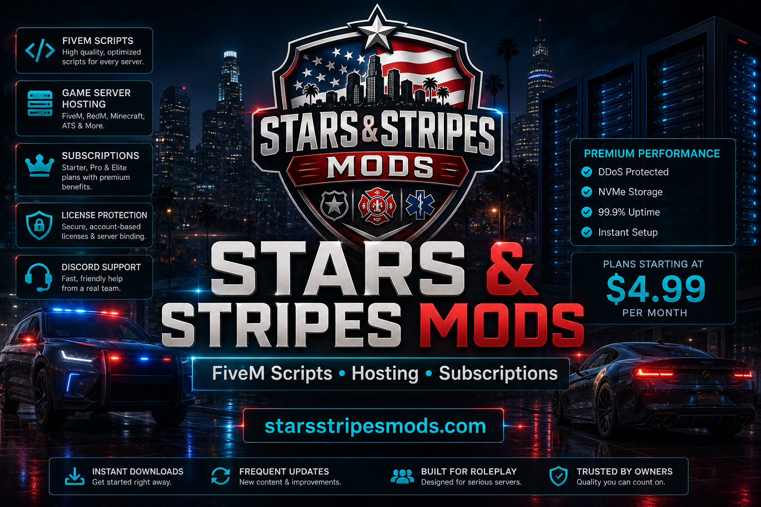 Stars & Stripes Mods scripts and hosting ad